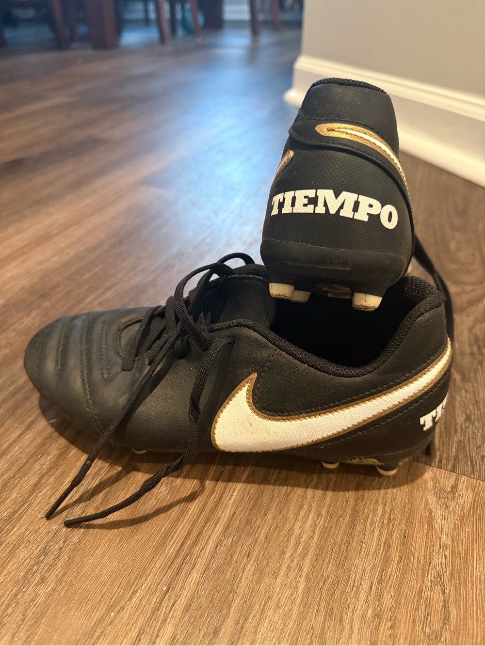Nike Tiempo Black & White Soccer Cleats